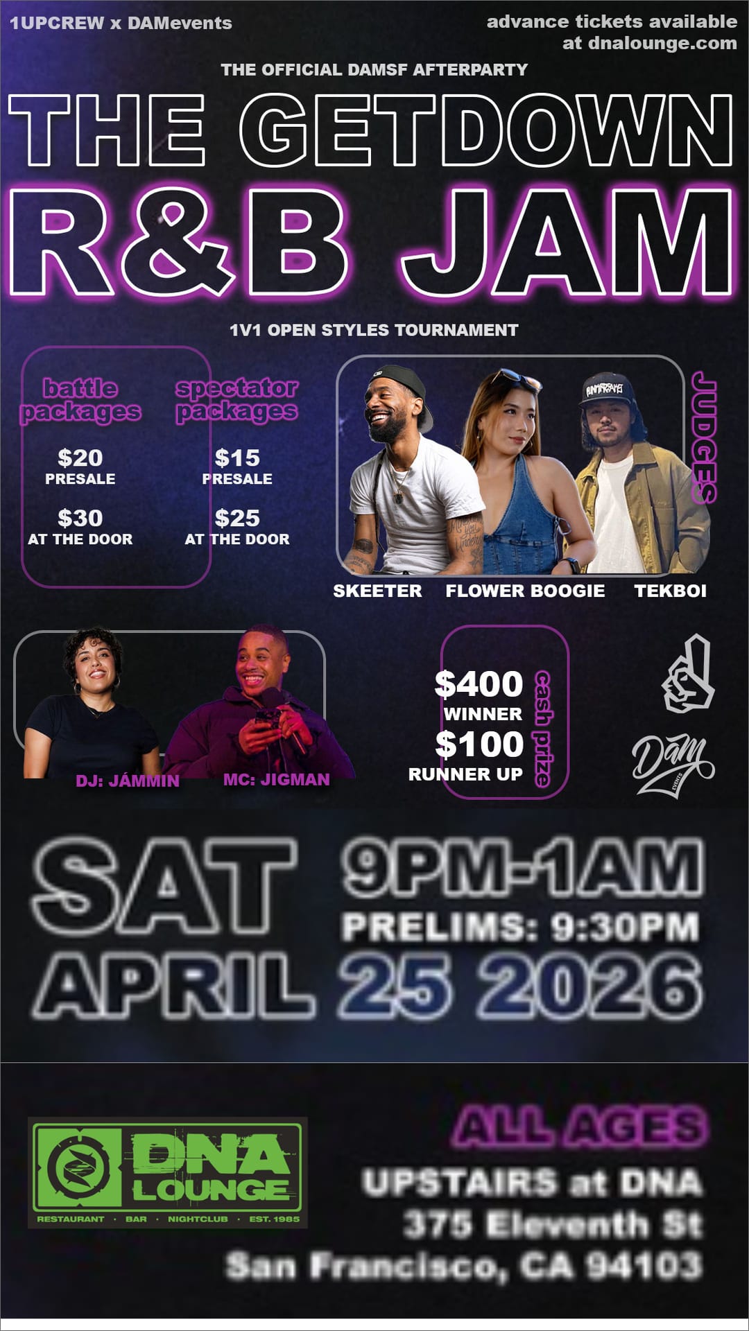 DNA Lounge: The Getdown R&B Jam + Battle, 25 Apr 2026 (Sat)